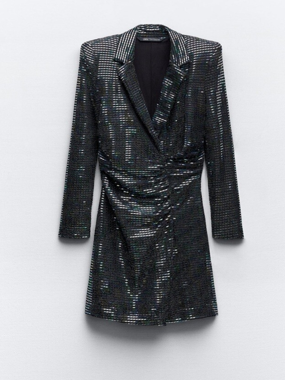 ZARA IRIDESCENT SILVER BLAZER DRESS WITH MIRROR DETAIL